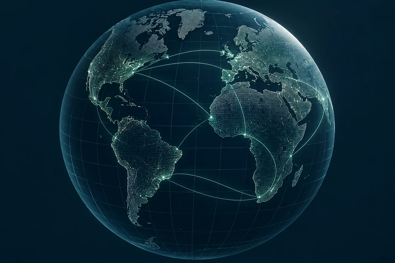Conceptual globe illustrating connections across international trade